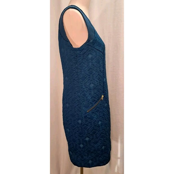 J.Crew Jacquard Sleeveless Zip-Pocket Shift Mini Dress Peacock Blue B9431 Size S - Picture 4 of 11